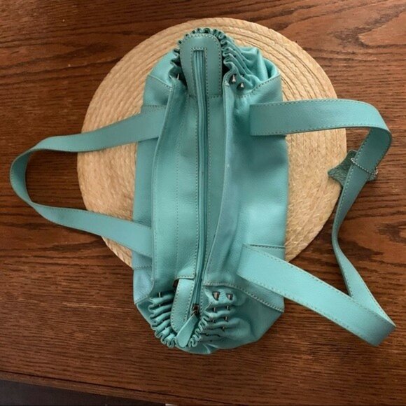 CNKW Genuine Leather Classy Teal Color Handbag - Picture 8 of 12